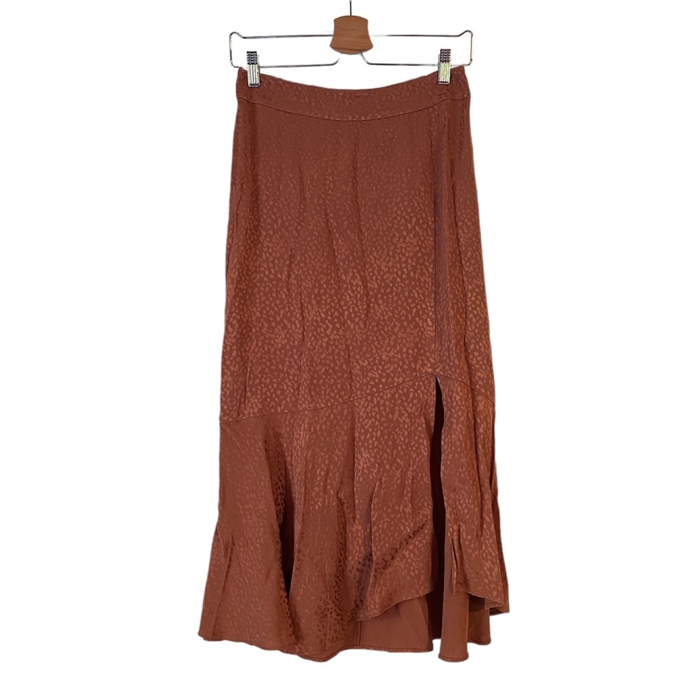 Madewell Flounce-Hem Midi Skirt in Cheetah Jacquard